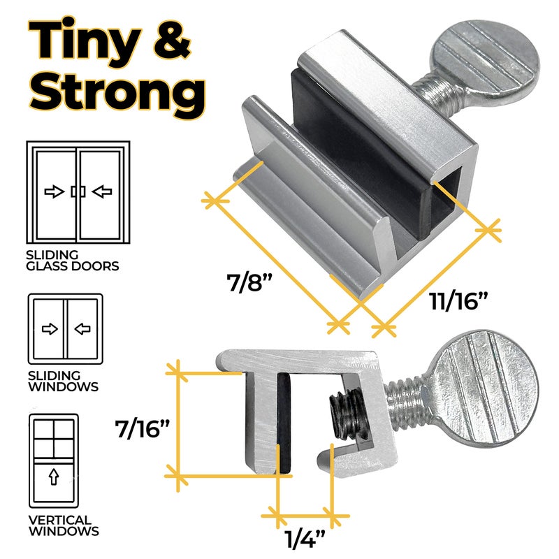 Shop Square Window Locks, 10 Pack for Vertical and Horizontal Windows, Adjustable Aluminum Stoppers, Window Security, No-Drill Install, Requires 28-36mm Clearance - Image 2