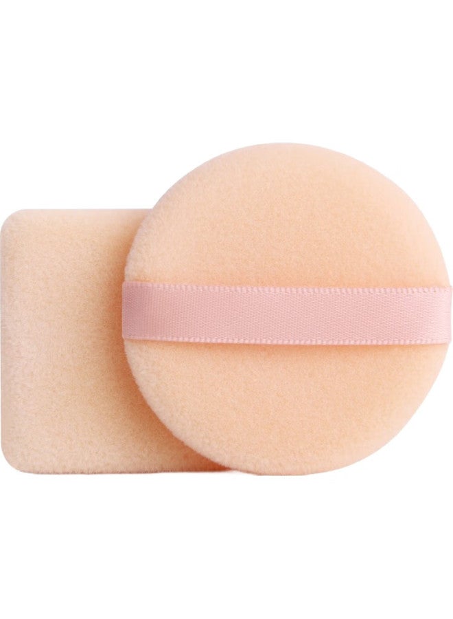 Uplus Flocked Setting Powder Puff, 2 Pieces (Round + Square), Dedicated Replacement Powder Puff - Image 2