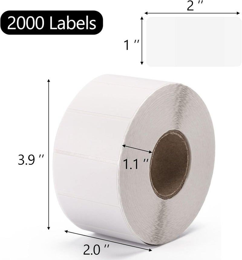 BTYMS 2000 Pcs White Labels Stickers to Write On 2 x 1 Inch Waterproof and Oil Resistant Blank Barcode Labels for Food Containers Jars Pantry Organization - Image 2
