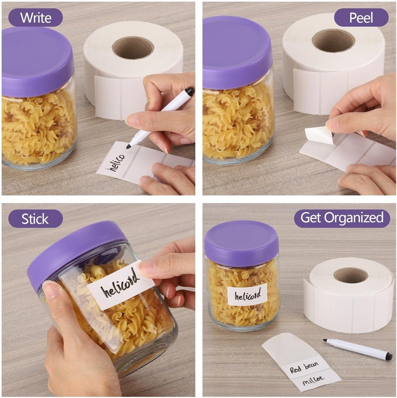 BTYMS 2000 Pcs White Labels Stickers to Write On 2 x 1 Inch Waterproof and Oil Resistant Blank Barcode Labels for Food Containers Jars Pantry Organization - Image 3
