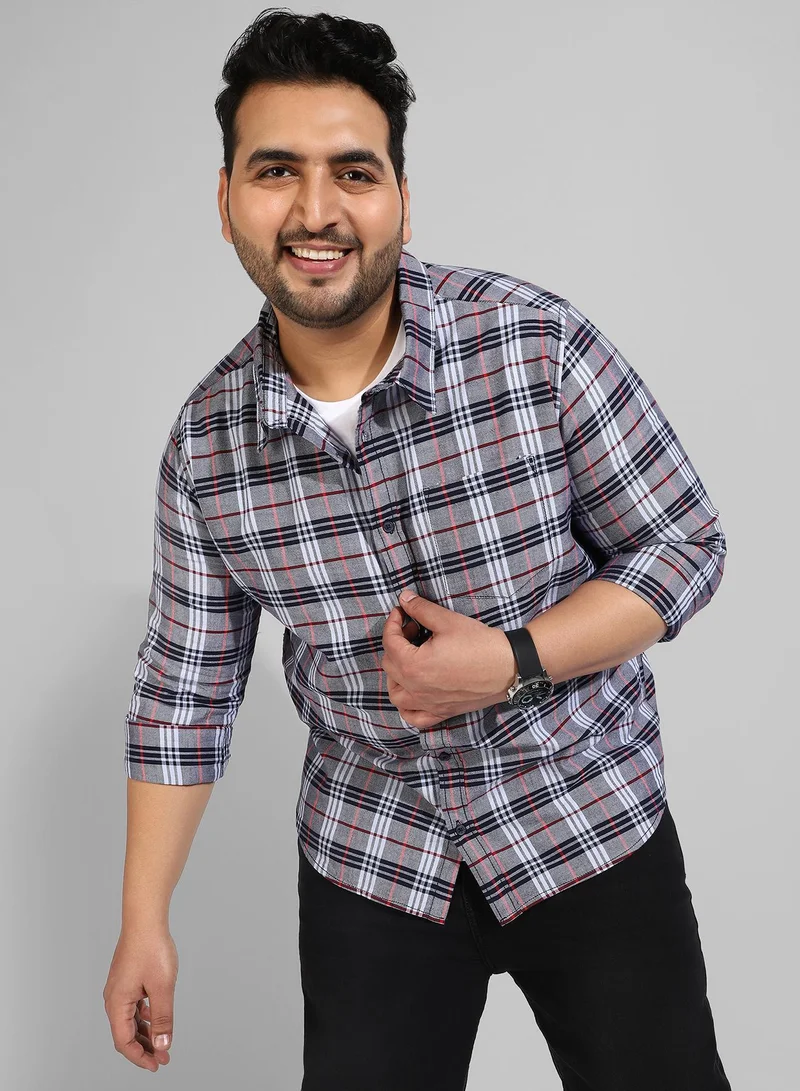 Instafab Plus Men's Multicolour Checkered Button Up Regular Fit Shirt For Casual Wear | Modern Clothing Shirt Crafted With Comfort Fit, Regular Sleeve & High-Performance For Everyday Wear