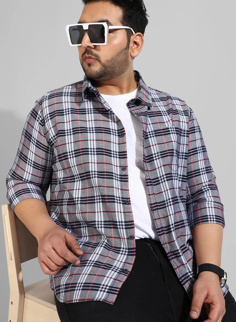 Instafab Plus Men's Multicolour Checkered Button Up Regular Fit Shirt For Casual Wear | Modern Clothing Shirt Crafted With Comfort Fit, Regular Sleeve & High-Performance For Everyday Wear