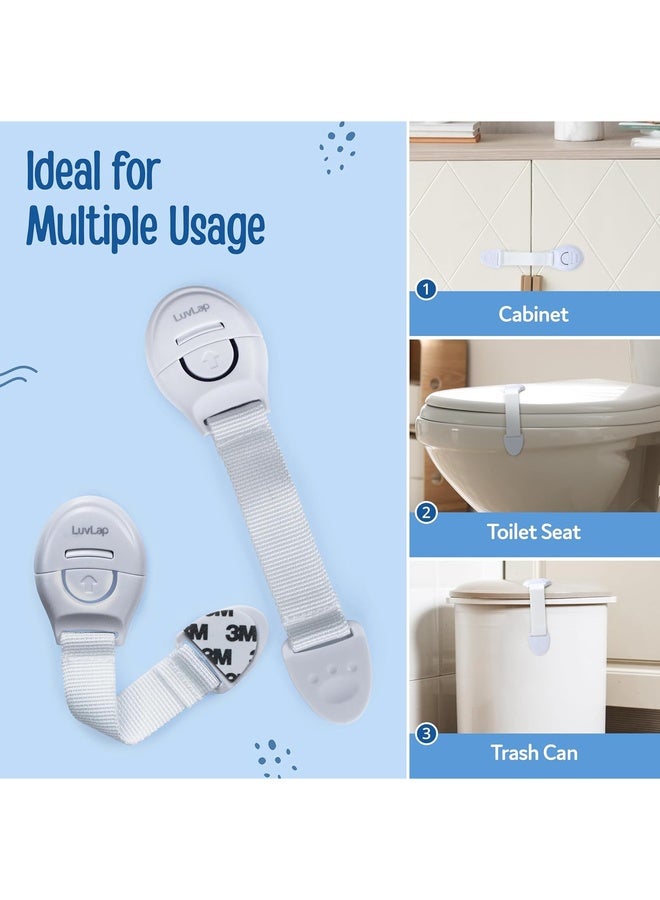 Luvlap Baby Safety Furniture Locks, Pack of 10, Adjustable and Flexible with 3M Adhesive, Safety Locks for Kids, Child Safety Locks for Drawers, Cabinets, Fridge, Cupboard (White) - Image 5