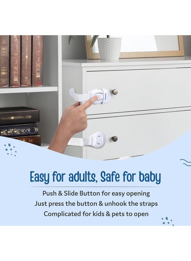 Luvlap Baby Safety Furniture Locks, Pack of 10, Adjustable and Flexible with 3M Adhesive, Safety Locks for Kids, Child Safety Locks for Drawers, Cabinets, Fridge, Cupboard (White) - Image 4
