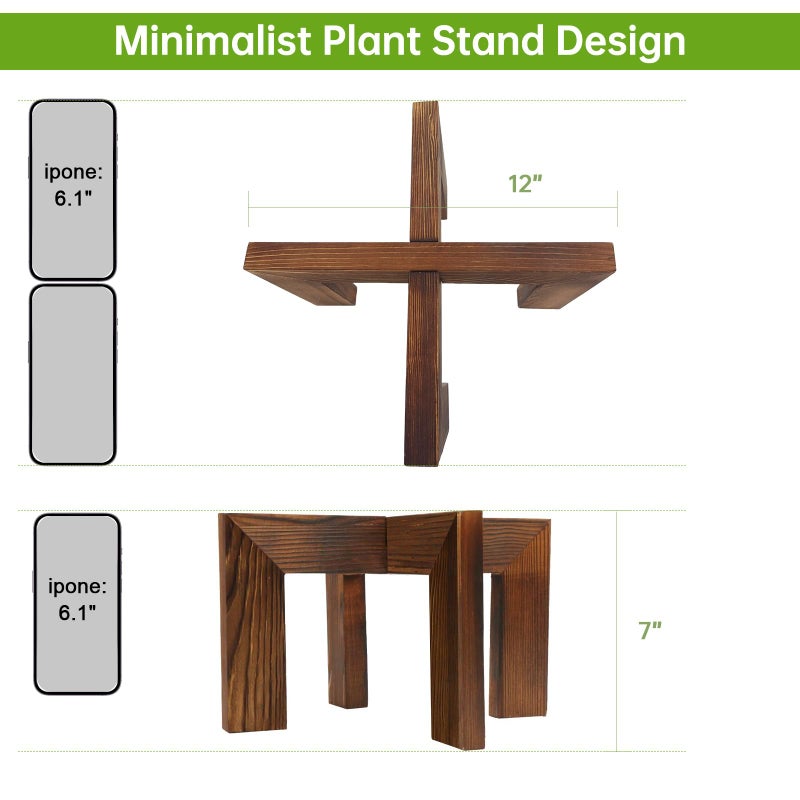 hismocal Wood Plant Stand Indoor/Outdoor for Plants, Large Size Planter Stand Holder,Sturdy and Stable Flower Pot Stand,Fits Most Size Flower Pots In Room(1 Pack) - Image 4
