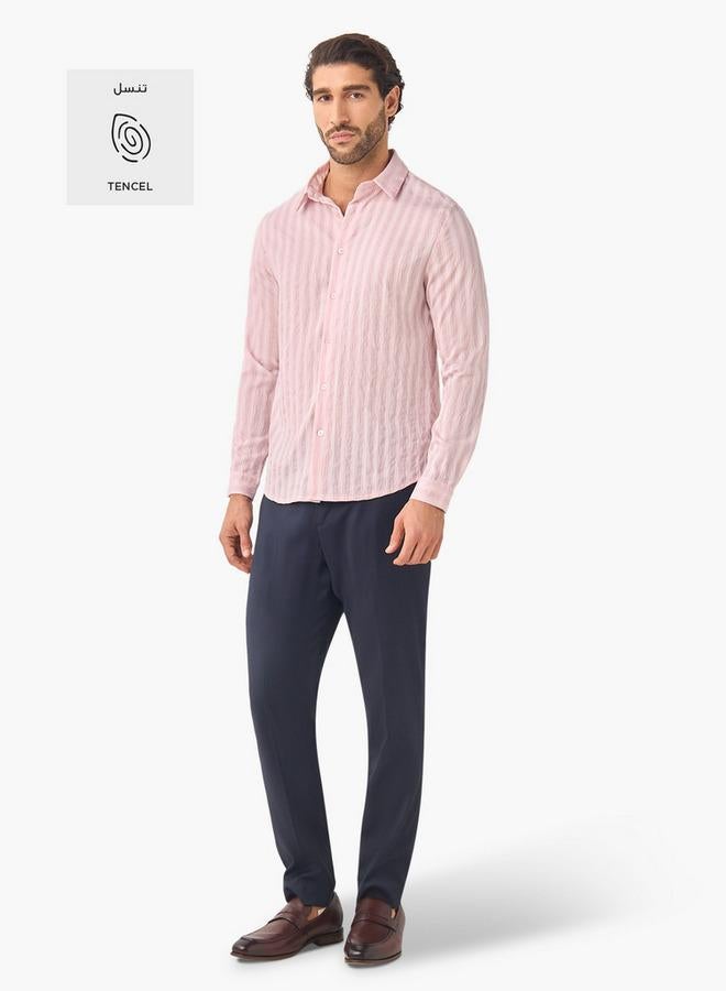 ايكونيك قميص كلاسيكي مخطط بأكمام طويلة وياقة - Image 2