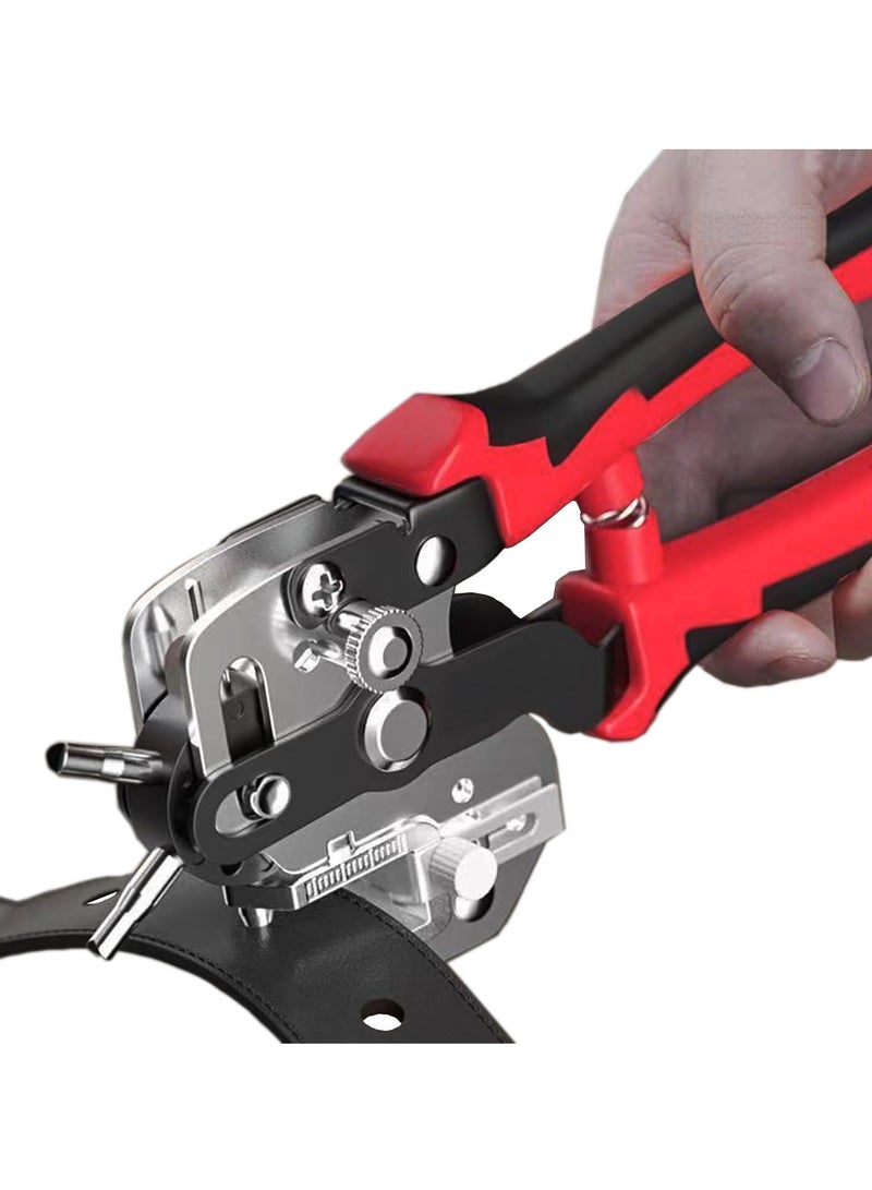 Leather Hole Punch Plier, Heavy Duty Belt Hole Puncher with 6 Solid Holes, Ideal for Belts, Watch Bands, Straps, Pet Collars, Saddles, Shoes, Fabric, DIY Home & Craft Tool  - Image 1