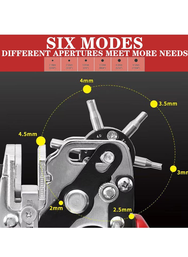 Leather Hole Punch Plier, Heavy Duty Belt Hole Puncher with 6 Solid Holes, Ideal for Belts, Watch Bands, Straps, Pet Collars, Saddles, Shoes, Fabric, DIY Home & Craft Tool  - Image 3
