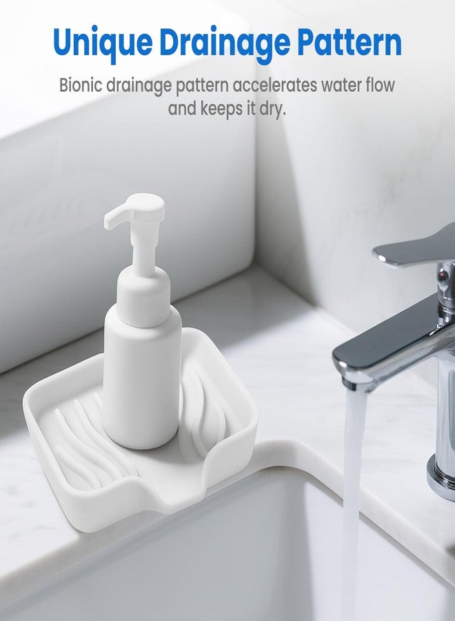 Quadafy 3 Pack Silicone Soap Dish with Drain - Bar Soap Holder for Shower, Bathroom and Kitchen Sink Organize (2Pack Black + 1Pack White) - Image 3