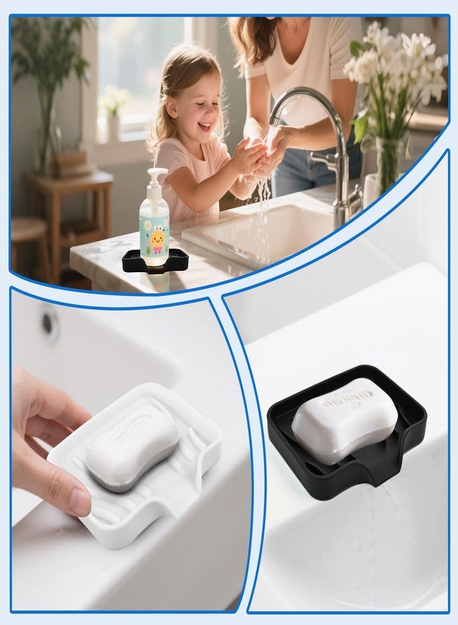 Quadafy 3 Pack Silicone Soap Dish with Drain - Bar Soap Holder for Shower, Bathroom and Kitchen Sink Organize (2Pack Black + 1Pack White) - Image 5
