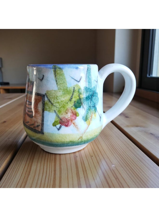 كلور زون بوتري فنجان رسم يدوي 150 ملي بشكل مميز ، آمن للاستخدام في الميكروويف، مصنوع يدويًا من الفخار - Image 3