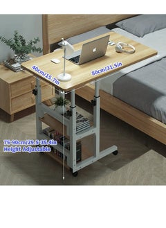 XICEN Snack Side Table Small Adjustable Laptop Computer Desk Mobile Sofa Couch Bedside Table Laptop Rolling Cart C Shaped TV Tray with Storage Shelves  - Image 3
