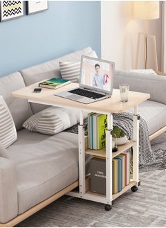 XICEN Snack Side Table Small Adjustable Laptop Computer Desk Mobile Sofa Couch Bedside Table Laptop Rolling Cart C Shaped TV Tray with Storage Shelves  - Image 5