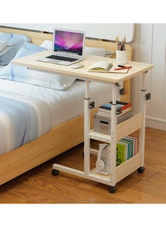 XICEN Snack Side Table Small Adjustable Laptop Computer Desk Mobile Sofa Couch Bedside Table Laptop Rolling Cart C Shaped TV Tray with Storage Shelves  - Image 4
