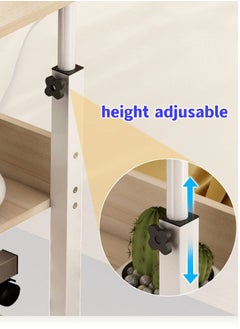XICEN Snack Side Table Small Adjustable Laptop Computer Desk Mobile Sofa Couch Bedside Table Laptop Rolling Cart C Shaped TV Tray with Storage Shelves  - Image 2