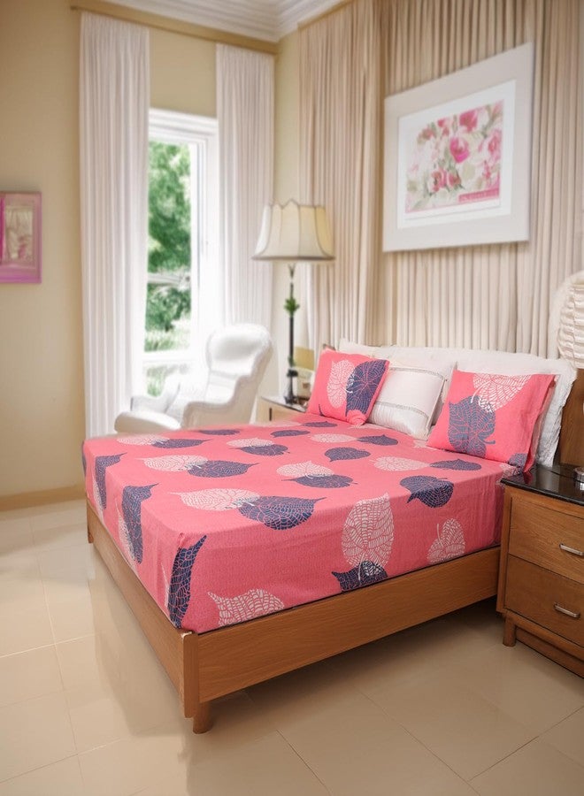 Status Contract 2024 Cotton Rich Double Fitted Bedsheet with 2 Pillow Covers for Bed Room, Home, Hotel-120 GSM (Peach) - Image 3