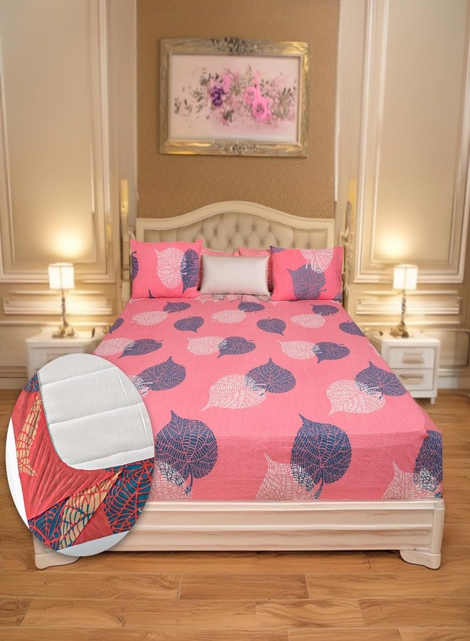 Status Contract 2024 Cotton Rich Double Fitted Bedsheet with 2 Pillow Covers for Bed Room, Home, Hotel-120 GSM (Peach) - Image 1
