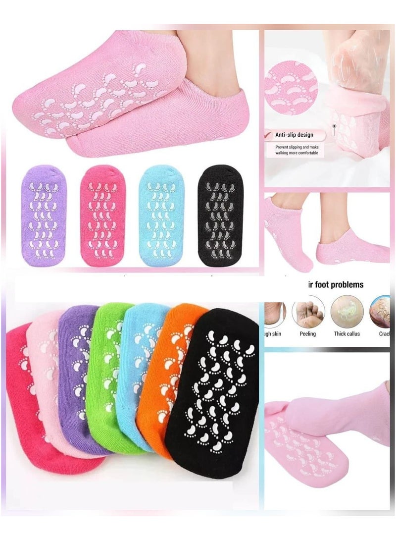 Silicone Foot Padded Cracked Heel Socks for Whitening Feet and Moisturizing Heels.