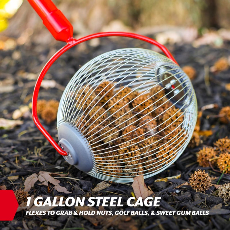 GARDEN WEASEL Medium Nut Gatherer Roller â€“ Nut Collector Tool for Pecans, Hickory Nuts, Golf Balls and More â€“ Yard Picker Upper with Durable Steel Cage and Ergonomic Handle - Newest Model - Image 2