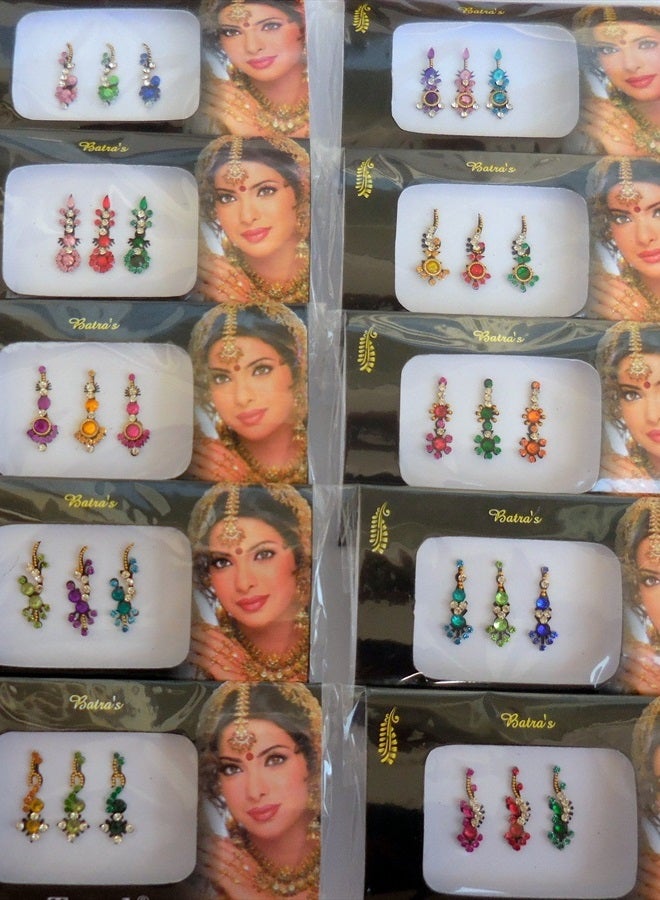 Fine Touch 8 Bindi Pack- 24 Combo Bindi Stickers Multicolored,Silver,Gold,Black, Bindi Tattoo Bindi Jewelry - Image 4