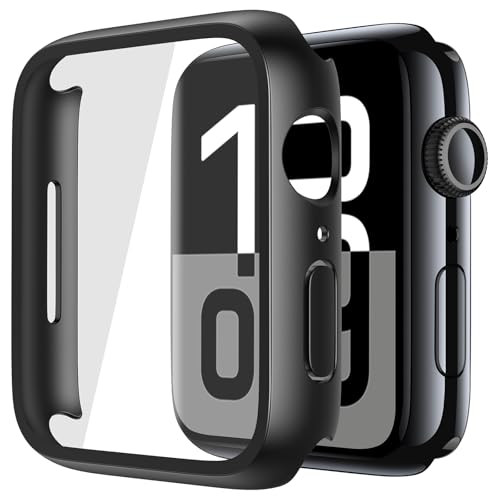 Misxi 2 Pack Tempered Glass Case Compatible for Apple Watch Series 11 (2025) Series 10 46mm, Hard PC Screen Protector Overall Protection Ultra-Thin Lightweight Scratch-Resistant Cover for iWatch, Black - Image 1