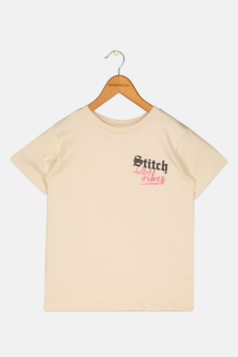 Disney Toddlers Girl Short Sleeve Graphic T-Shirt, Light Tan - Image 2