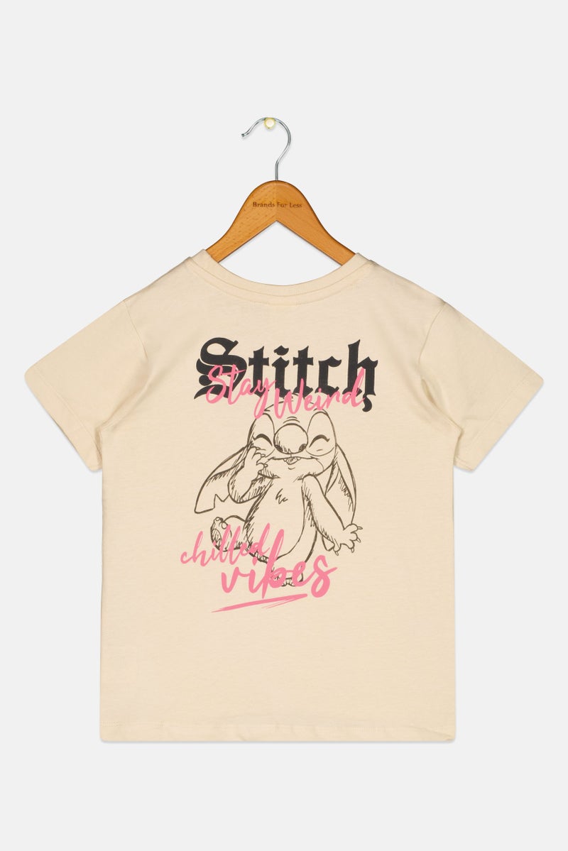 Disney Toddlers Girl Short Sleeve Graphic T-Shirt, Light Tan - Image 3