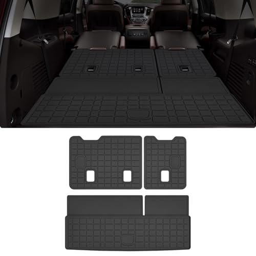 WAYIDSS Cargo Mat with Backrest Protection for 2015-2019 2020 Chevy Chevrolet Tahoe/GMC Yukon（Not XL）,TPE All Weather Protection Cargo Liner with Velcro Rear Seats Backrest car Accessories-Black - Image 1
