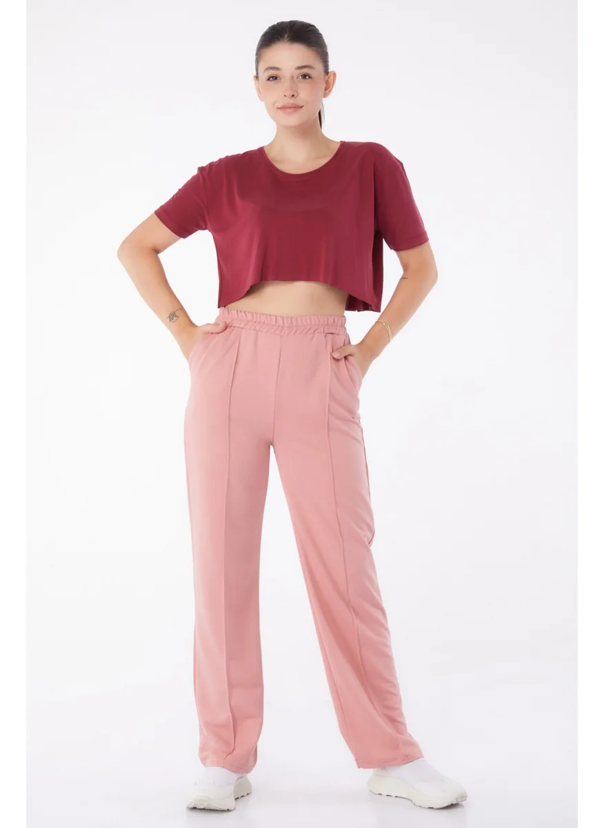 Tofisa Plain Mid Women Pink Sweatpants - 13258