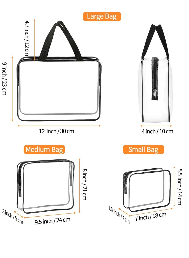 Red Blossom 3 Pieces Large Clear Travel Bags for Toiletries, Waterproof Clear Plastic Cosmetic Makeup Bags, Transparent Packing Organizer Storage Bags (Black)  - Image 3