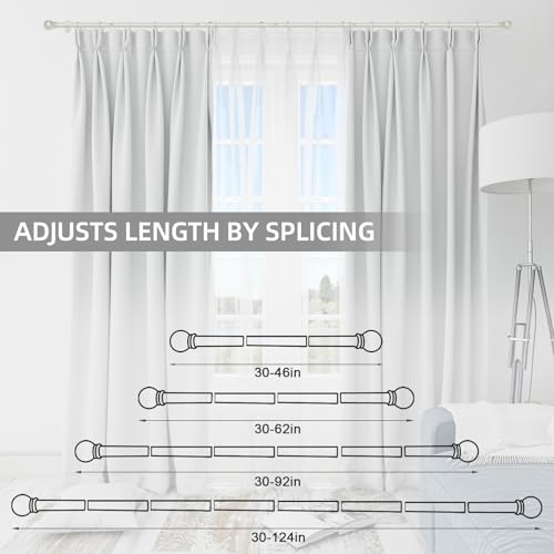 Thestoa Nickel Curtain Rods for Windows 48 to 84-92 Inch, Stainless Steel Long Curtain Rods for Bedroom, Living Room, Kitchen, Farmhouse, Outdoor - Image 5