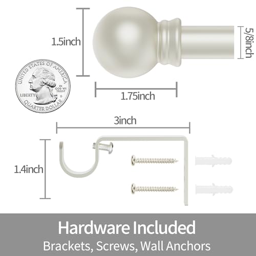 Thestoa Nickel Curtain Rods for Windows 48 to 84-92 Inch, Stainless Steel Long Curtain Rods for Bedroom, Living Room, Kitchen, Farmhouse, Outdoor - Image 3
