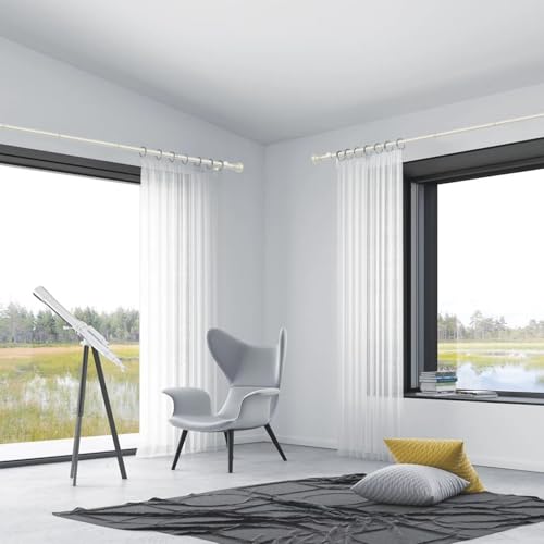 Thestoa Nickel Curtain Rods for Windows 48 to 84-92 Inch, Stainless Steel Long Curtain Rods for Bedroom, Living Room, Kitchen, Farmhouse, Outdoor - Image 4