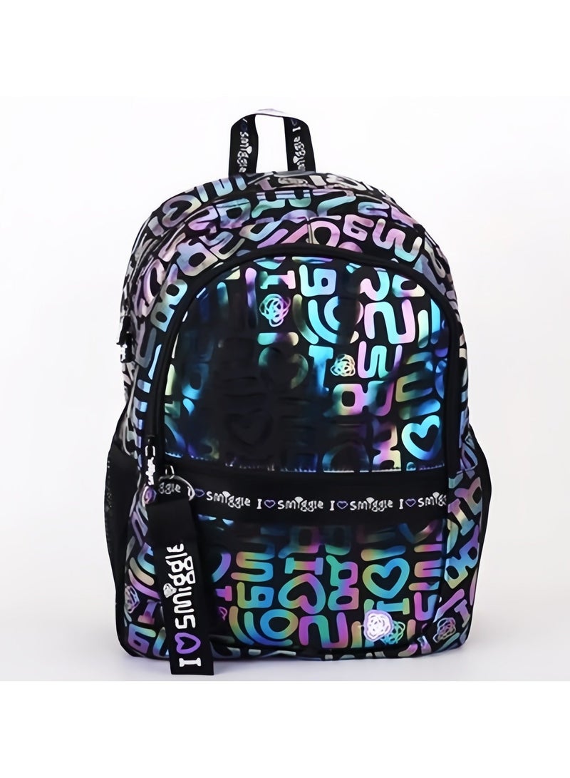 Smiggle Girls Laser Printing Student Schoolbag Elementary and Middle School Students Children's Backpack Outdoor Leisure Bag Backpack 42*30CM