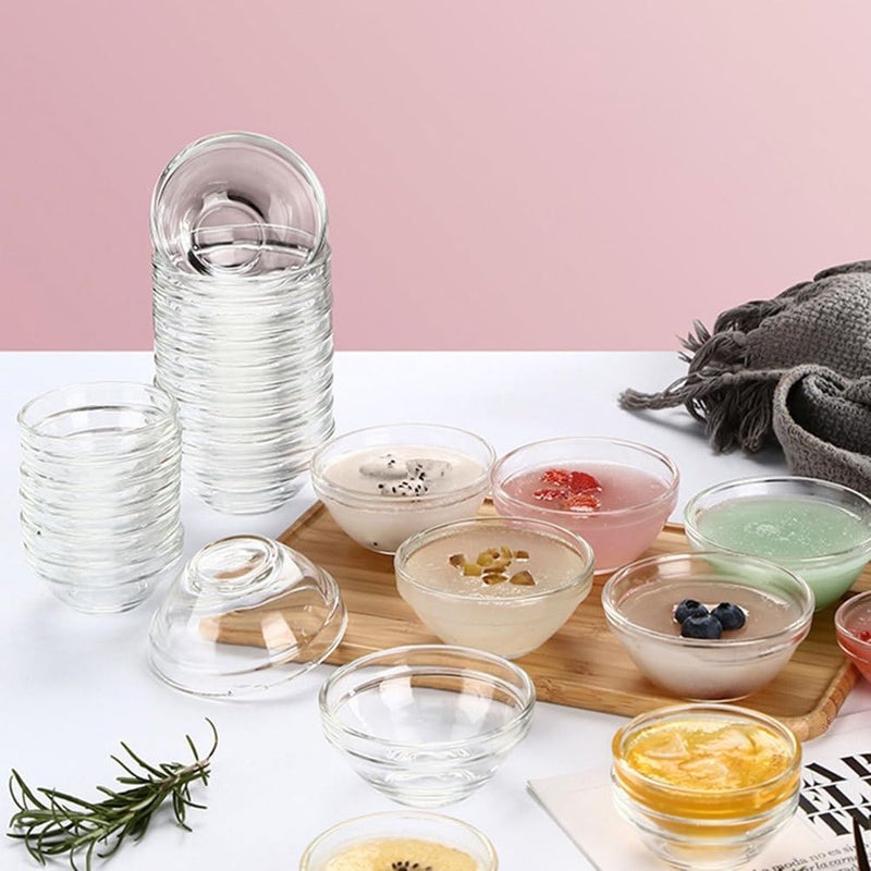 Garneck أوعية تحضير زجاجية صغيرة من جارنيك 12 قطعة حاويات خلط مصغرة 23 وعاء غمس قابل للتكديس للبهارات والصلصات رامينكينز شفافة للوجبات الخفيفة والحلويات والآيس كريم آمنة في غسالة الصحون والميكروويف - Image 4