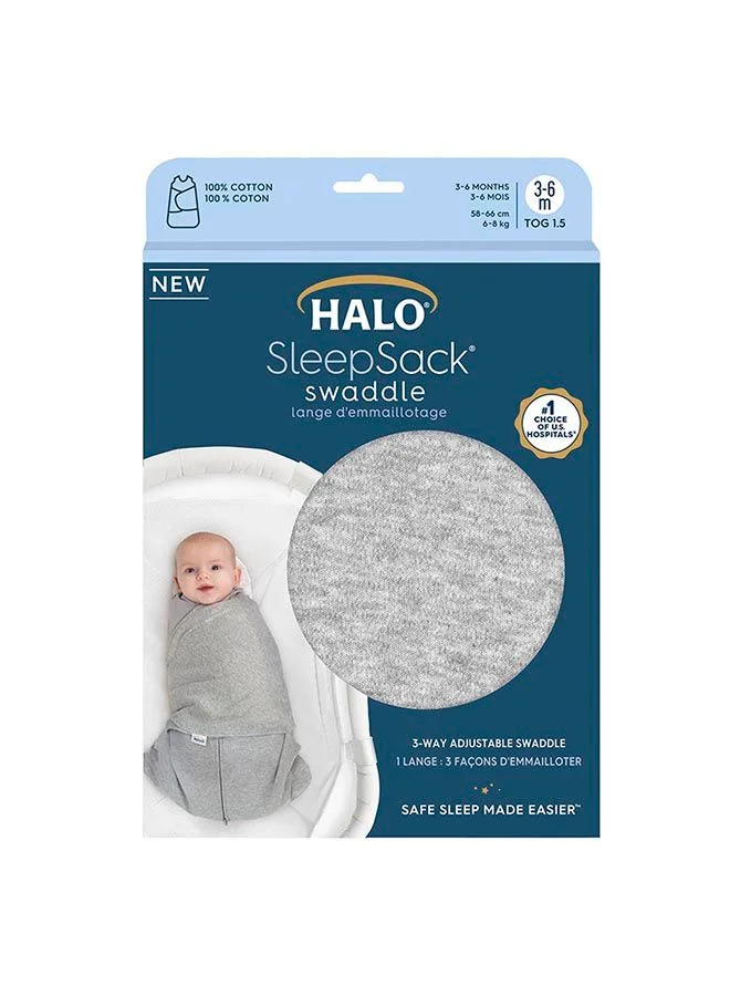 هالو Baby Sleeping Bag Swaddle, 1.5 Tog Sleepsack, 100% Cotton, Heather Grey Sleeping Sack For Newborn Babies, Easy Zip Access Nappy Change, Wearable Blanket Grow Bag, Boys And Girls, 0 - 3 Months