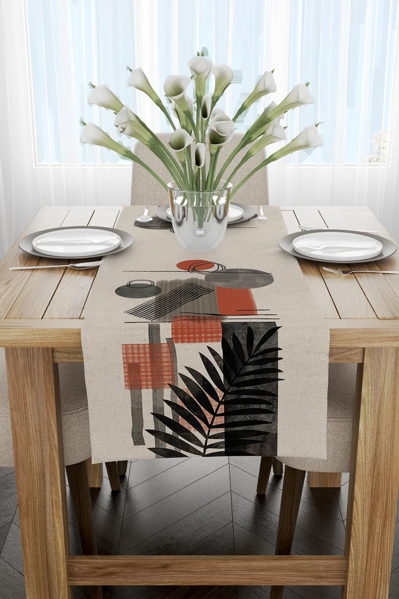 Cango Home Orange Cream Bohemian Modern Patterned Digital Printed Runner CGH935-RN