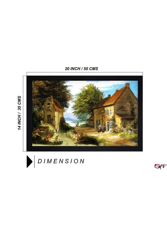 SAF paintings Rajsthani Village Large Synthetic Framed UV Digital Reprint Painting (14 inch x 20 inch) SANFM8217 - Image 3