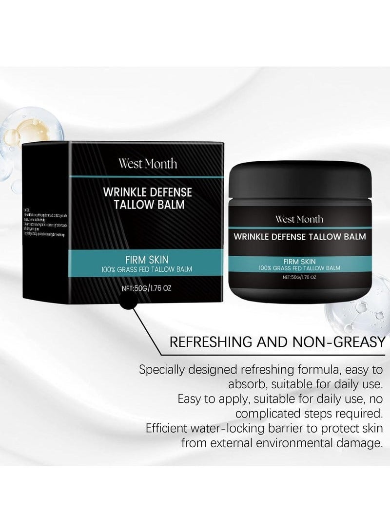 WEST MONTH Mens Beef Tallow Moisturizing Cream, Skin Anti Aging & Firming Moisturizer with Collagen, Niacinamide, and Grass Fed Beef Tallow, Tallow Balm for Face - Image 2