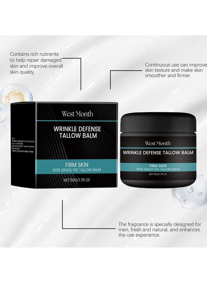 WEST MONTH Mens Beef Tallow Moisturizing Cream, Skin Anti Aging & Firming Moisturizer with Collagen, Niacinamide, and Grass Fed Beef Tallow, Tallow Balm for Face - Image 3