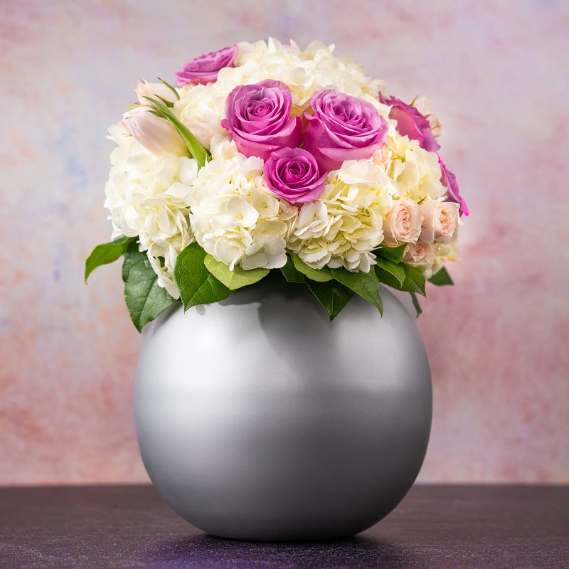Walbrook Silver Vase Decorative Flower Centerpiece Small Modern Vase for Decor