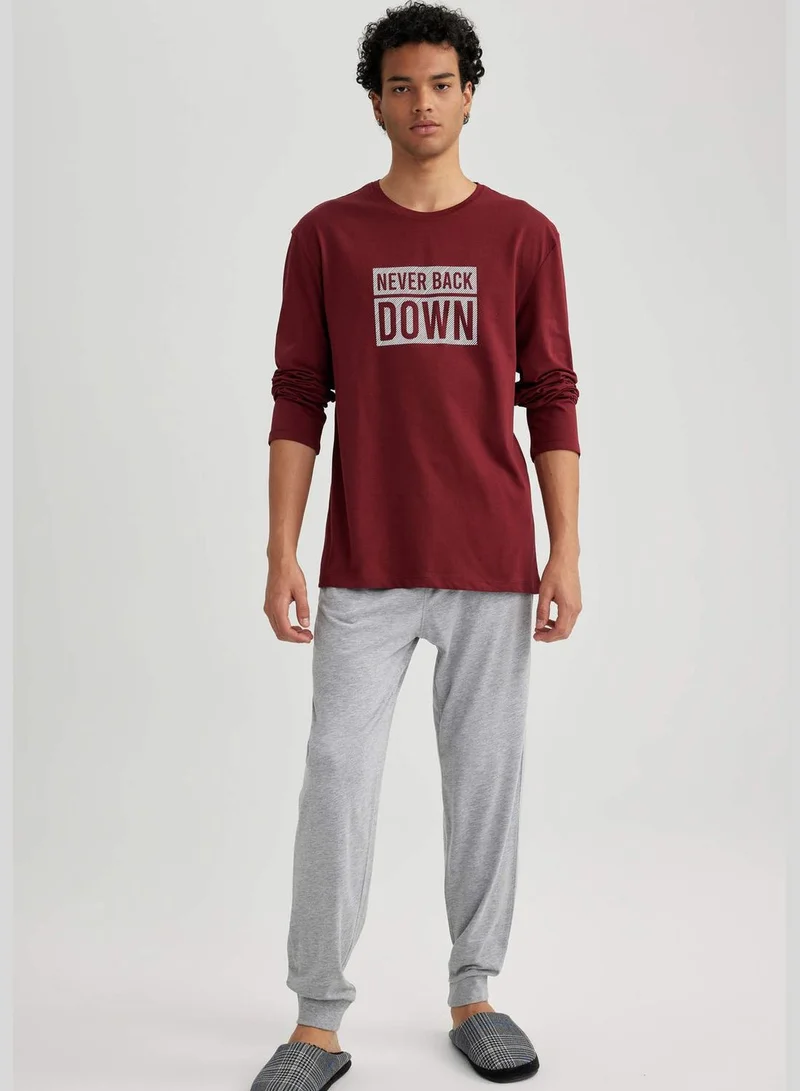 ديفاكتو 2 Pack Man Crew Neck Long Sleeve Homewear Knitted Set