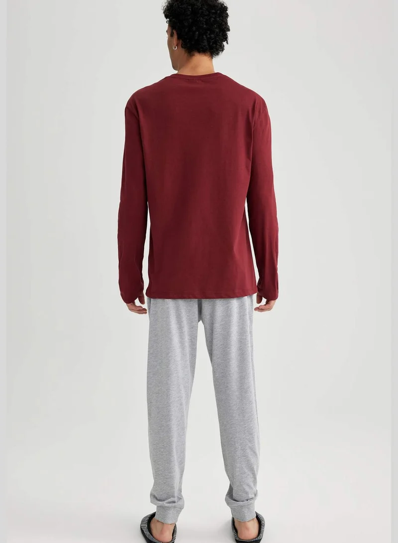 ديفاكتو 2 Pack Man Crew Neck Long Sleeve Homewear Knitted Set