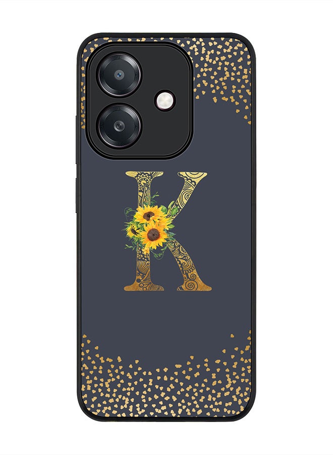 Stylizedd For Oppo A5i Case,Slim fit Camera Protection, Shockproof Thin Phone cover  - Custom Floral Monogram - K  (Grey )