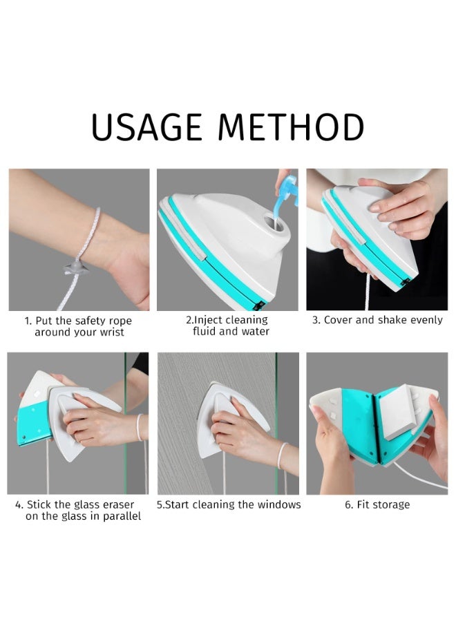 عربست فرشاة تنظيف الزجاج المغناطيسي ، فرشاة مغناطيسية لغسل ممسحة النافذة ، منظف الزجاج المنزلي المزدوج الجانب أداة فرشاة تنظيف النوافذ المغناطيسية (15-26 مم) - Image 4