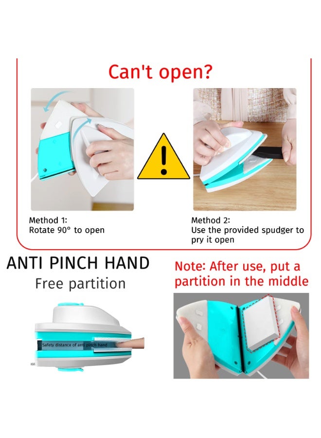 عربست فرشاة تنظيف الزجاج المغناطيسي ، فرشاة مغناطيسية لغسل ممسحة النافذة ، منظف الزجاج المنزلي المزدوج الجانب أداة فرشاة تنظيف النوافذ المغناطيسية (15-26 مم) - Image 3