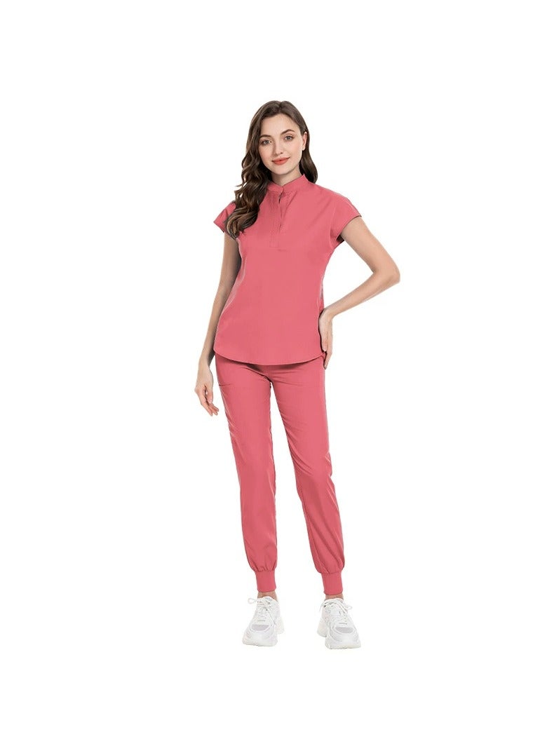 Elastic Scrubs Nursing Pants with Stand Collar Nurse Uniforms for Medical Professionals & Jogging - Amazon Fulfilled - Image 1