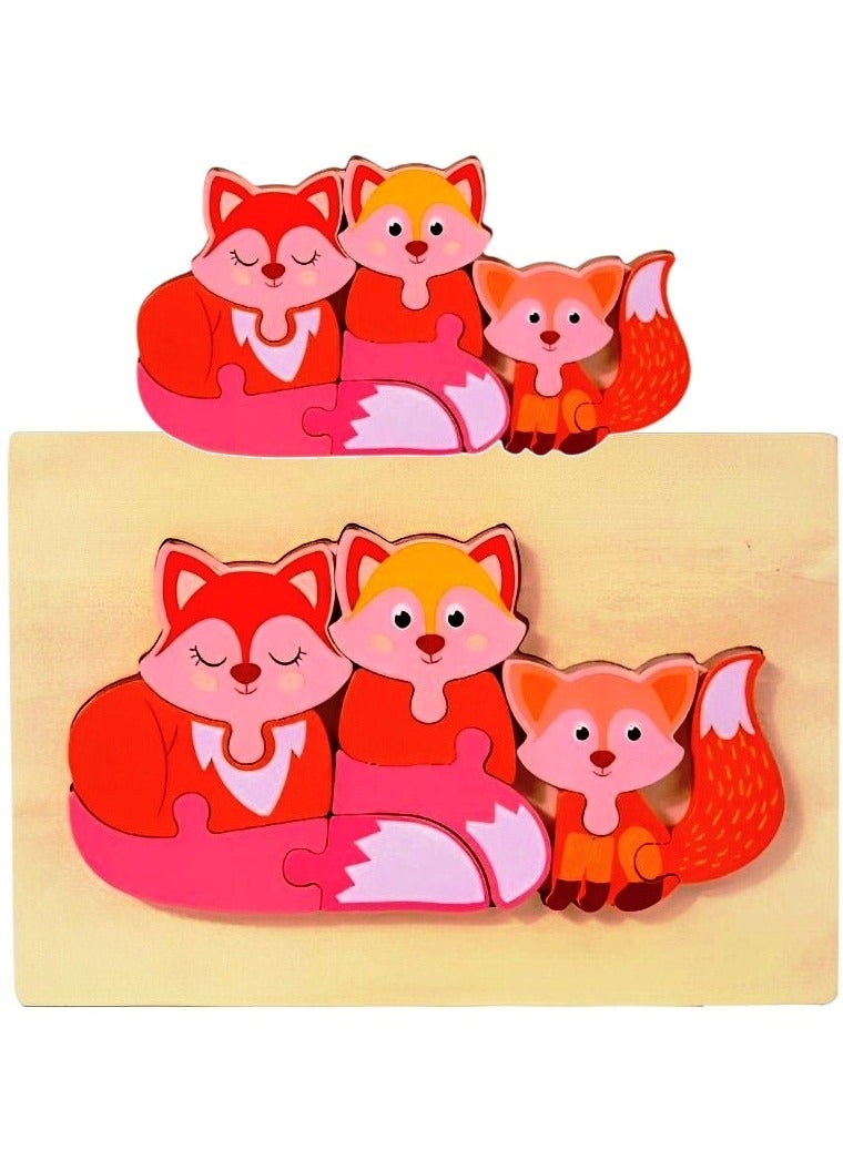 Wooden 3D Puzzles, Animal Family Style, Teacher Parents Early Learning Support Tools, Attractive Colors and Patterns, Montessori Motor Skill Development Toys, Great Kids Gift (Wolf Family Style) - Image 1