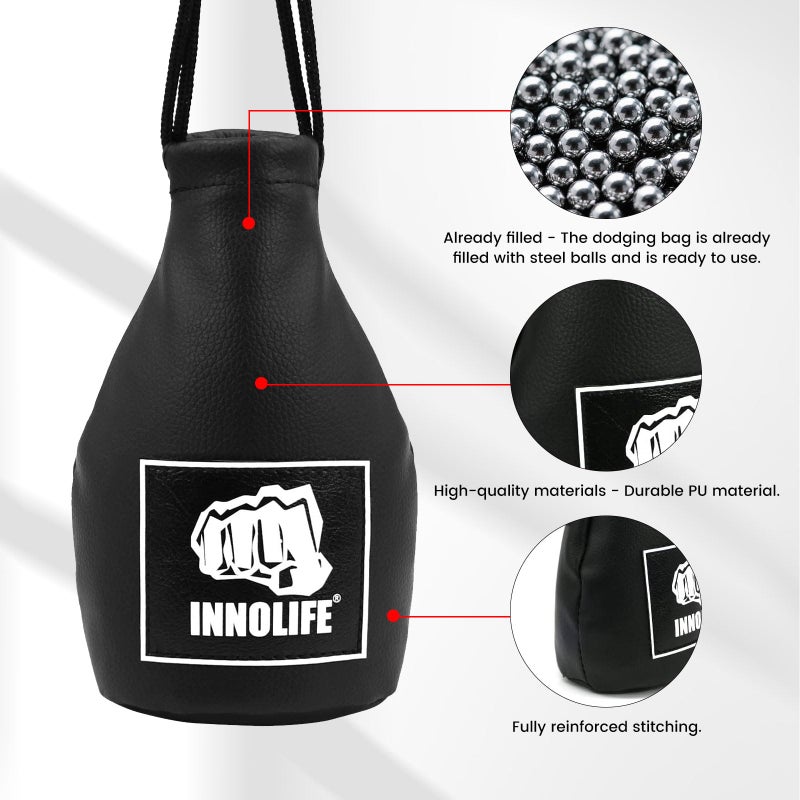 INNOLIFE Boxing Slip Bag, Boxing Dodge Hide Speed Bag Maize Ball Leather Ball for Reflex Training, Kickboxing, MMA Pendulum Training (Filler Already Included) - Image 4