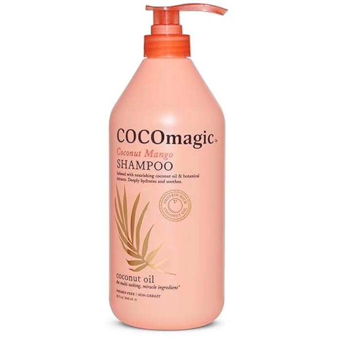 Cocomagic Coconut Mango Nourishing Shampoo | Coconut Oil and Botanical Extracts | Strengthen, Restore Softness and Shine | Paraben Free, Made in USA (32 Fl Oz) - Image 1